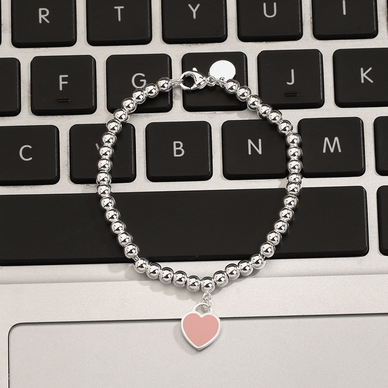 Designer Bracelet en forme de coeur haut de gamme en acier inoxydable Bracelets perlés hommes et femmes Bijoux Noël Valentine Cadeau Fête wedd278Q