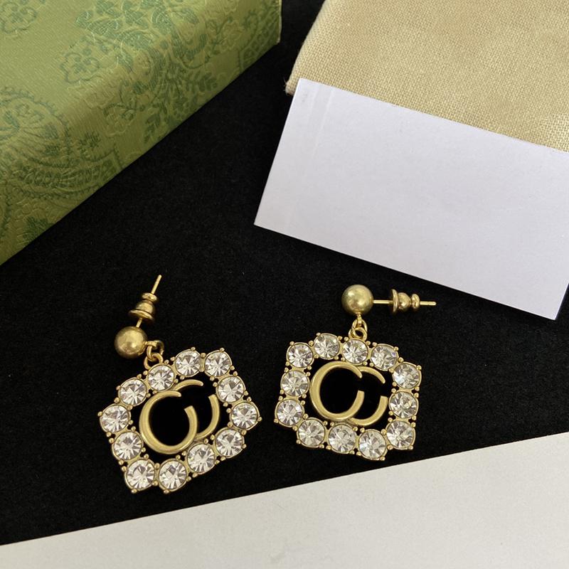 Designerbrief Ohrring Stud für Frauen Mode -Ohrringe Diamanten Gold Ohrringe Luxusschmuck Herren Hoop Ohrring Studs 2208041D323p