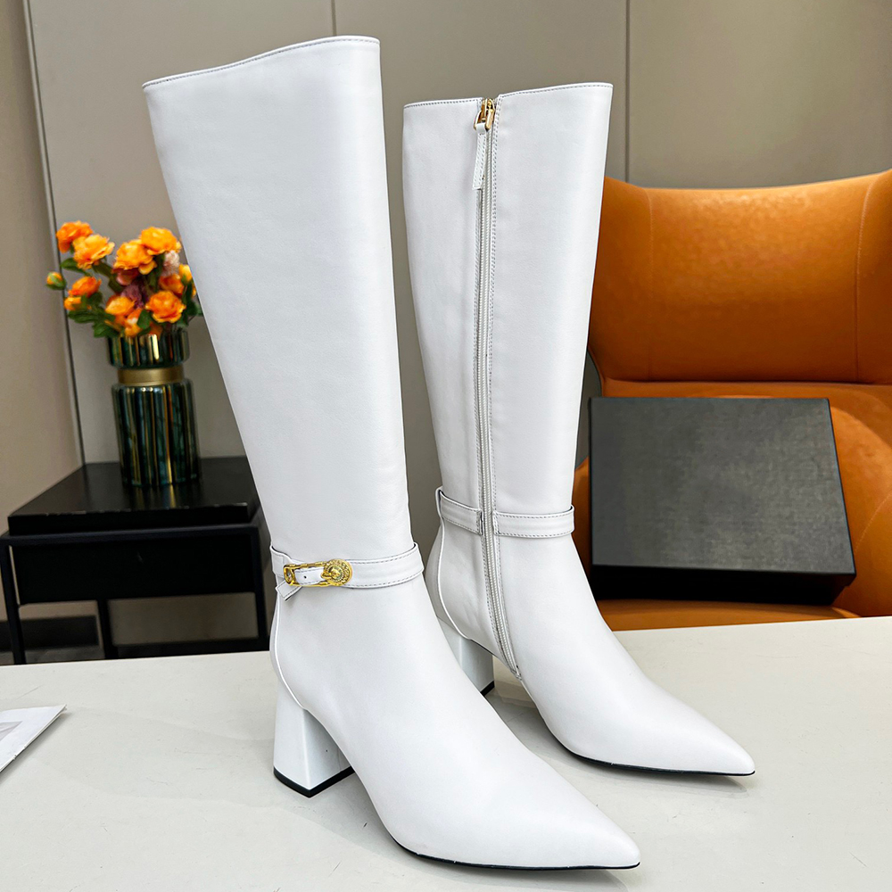 Сапоги круглые ноги на молнии женские резиновые туфли Rain Luxury Designer Boots-Women Sexy High High Heels Low White Ladies F 35-42