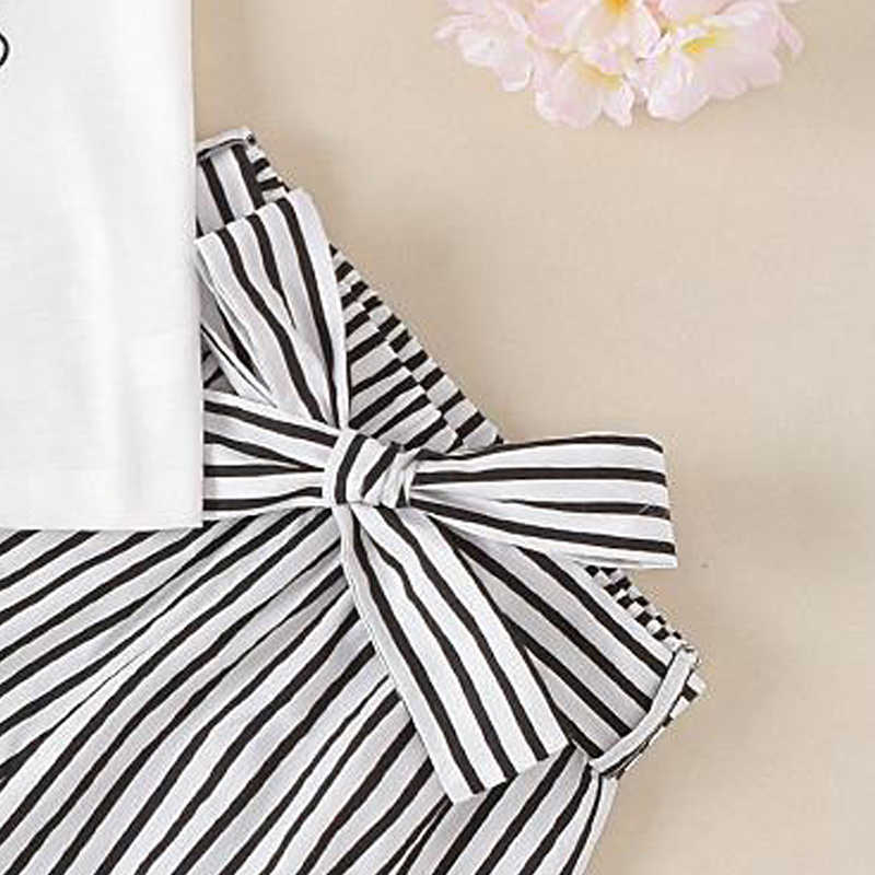 Girls Fashion Clothing Sets New Summer Top and Striped Pants Outfit Pcs Kids Casual Cute Clothes Suit Years