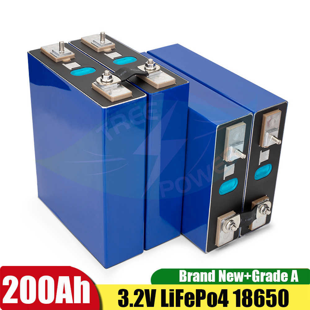4 Stück 3,2 V 200 Ah 202 Ah LiFePO4-Batteriezelle, nicht 150 Ah, für 12 V, 24 V, 400 Ah, EV, Wohnmobil, hohe Kapazität, Batteria-Pack, DIY-Solar-USV-Stromversorgung