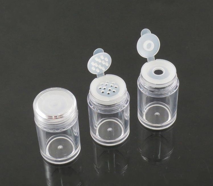 10 ml de poudre en vrac contenant des bouteilles de pot en plastique transparent contenant des paillettes poudre cosmétique boîte d'ombre à paupières bouteille avec tamis et couvercles SN664