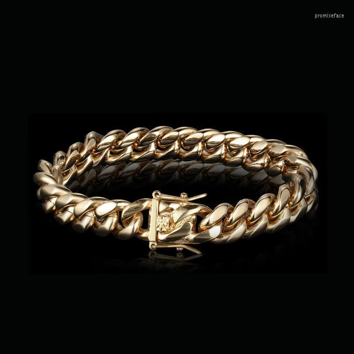 Chaînes 8MM 14K plaqué or blanc Miami Cuban Link Bracelet236S