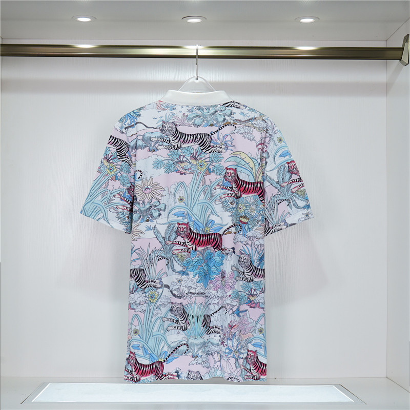 Polos de verano 2023, polos bordados a la moda para hombre, camiseta clásica con patrón de tigre, camiseta informal de calle alta para hombre y mujer, camiseta multicolor