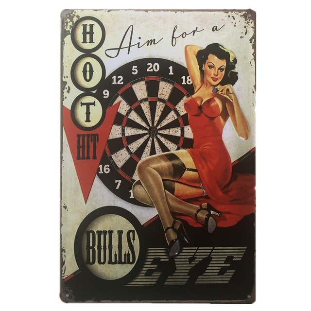 Pin Up Girl Métal Tin Signs Vintage Sexy Girl Wall Art Peinture Voiture Beauté Bar Pub Café Boutique Home Decor Sexy Lady Affiche Outil femme Plaque Plaque TAILLE 30X20CM w01