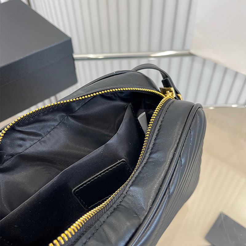 LOU Camera Bag Quilted Leather Crossbody Bags with Tassel Women Handbag Purse Zipper Closure Clutch Wallet Fashion Letter Wave Pattern Adjustable Shoulder Strap