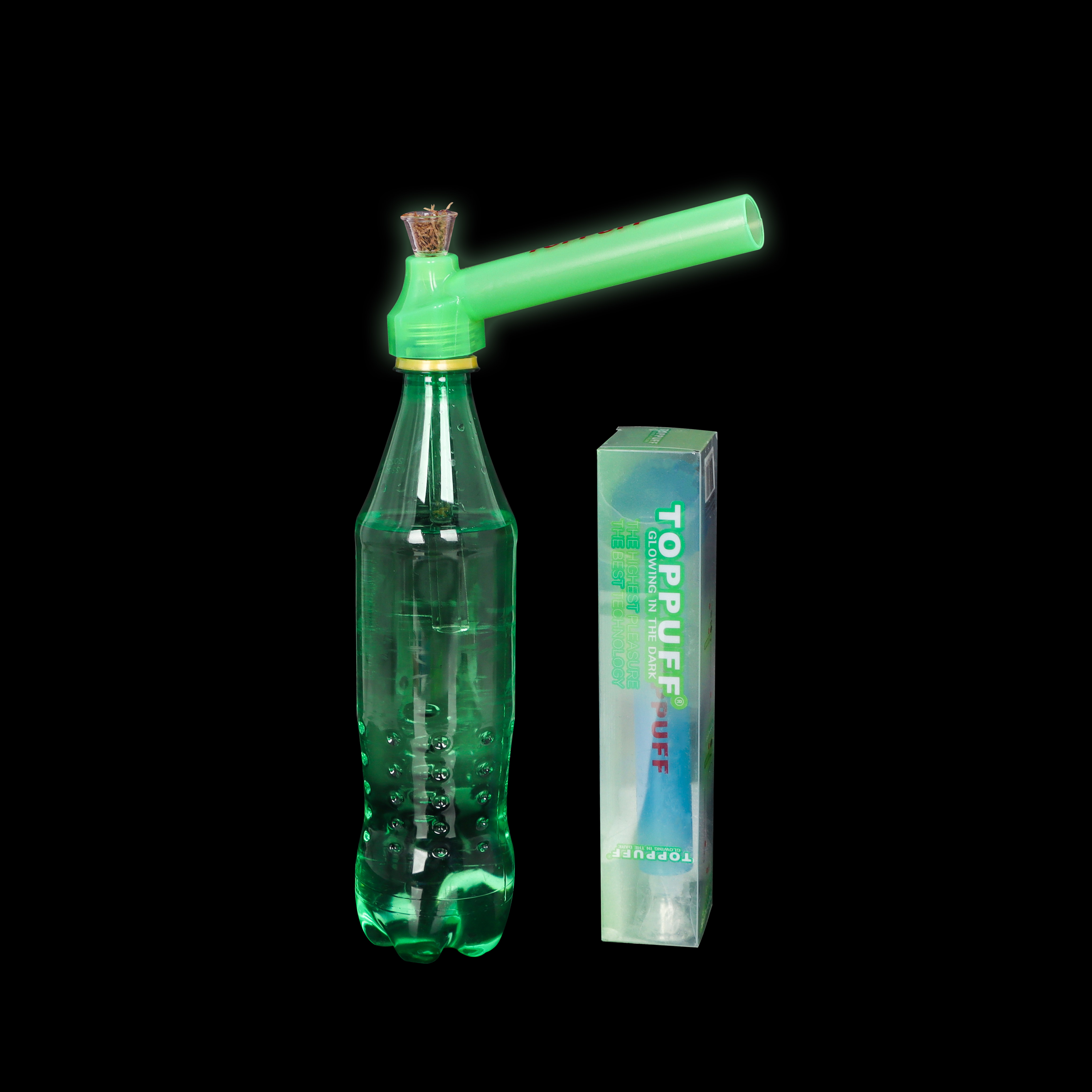 Toppuff Acrylic Cover Glass Pipe Acrylic Gun Water Pipes Hookah Screw on Bottle Converter Smoking Pipes Glow in the Dark Display