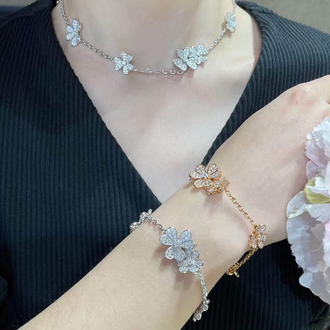 Luxe merk drie blad bloemarmband vol aaa zirkonen hart armband voor vrouwen bruiloft feest fijne sieraden dunne band ontwerp