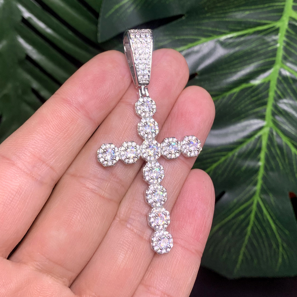 Iced Out Männer Junge Kreuz Anhänger Halskette Seil Kette Gold Silber Hip Hop Halsketten Schmuck mit 5A Cz Gepflastert Punks Tyles Jewelrys Großhandel