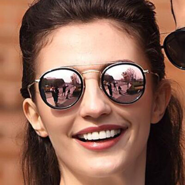 Double Bridge Solglasögon för män Kvinnor Fashion Designer Metal Frame Round Sun Glasögon Utomhus Retro UV400 Eyewear 64N med fall