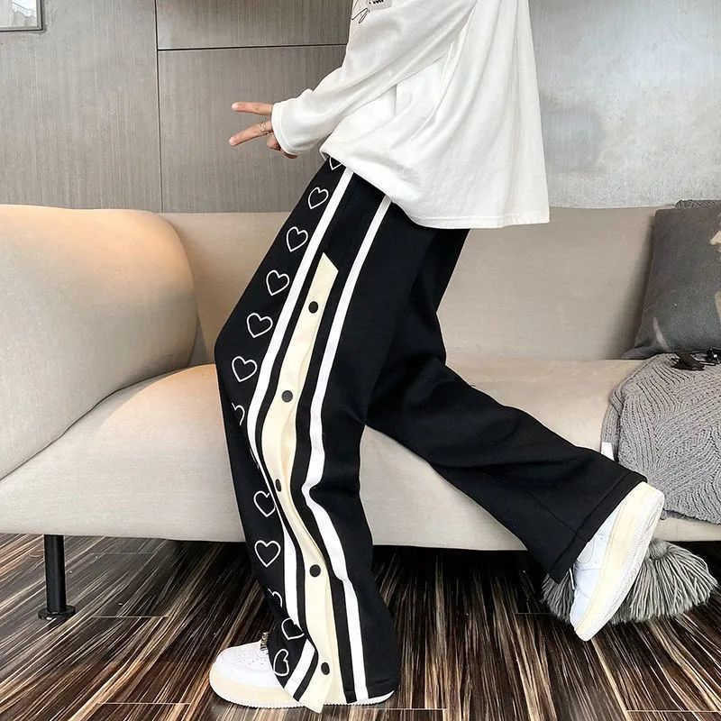 Men's Pants Men Hippop Trousers Y2K Harajuku Korean Wide Leg Pant Oversize Casual Black Baggy Sweatpants Side Split Women Streetwear Y2302