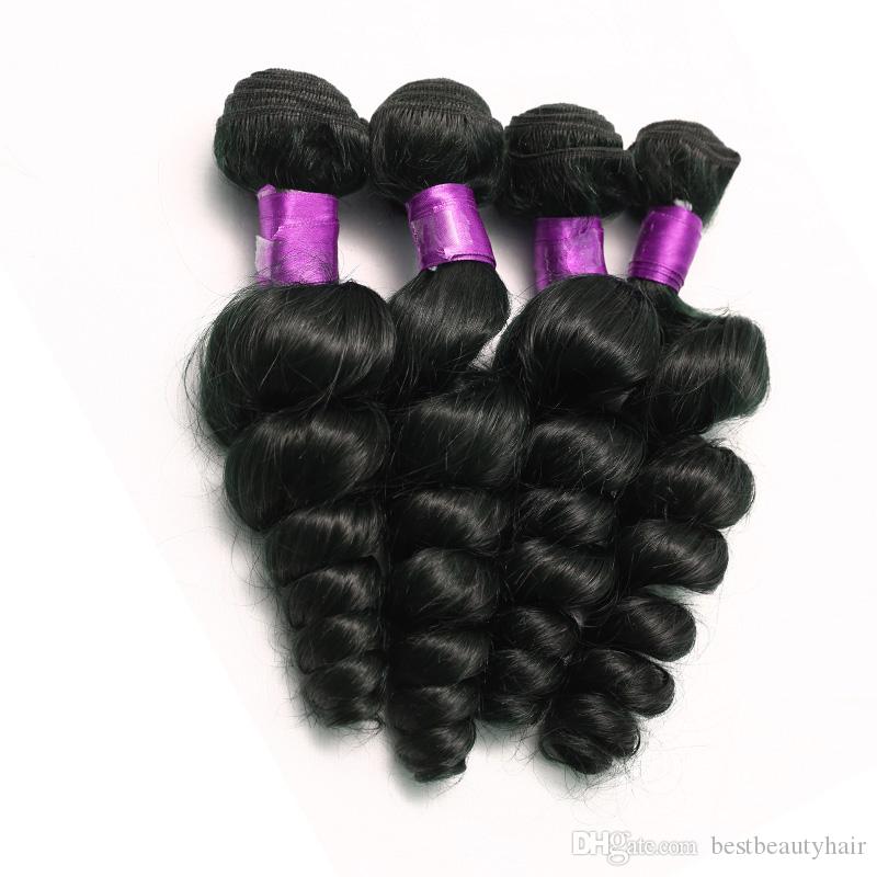Loose wave 6a brazilian hair virgin human hair wefts natural black brazilian loose wave virgin hair extensions human extensions on sale