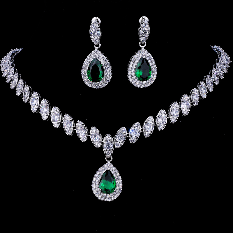 Hochzeit Schmuck Sets Emmaya Simulierte Braut Silber Halskette Sets 5 Farben Hochzeit Schmuck Parure Bijoux Femme Party Geschenk 230211