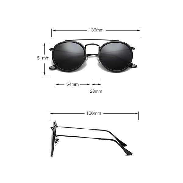 Mode ronde zonnebril dubbele brug dames designer zonnebril heren metalen frame brillen UV400 tinten met hoesjes voor dames