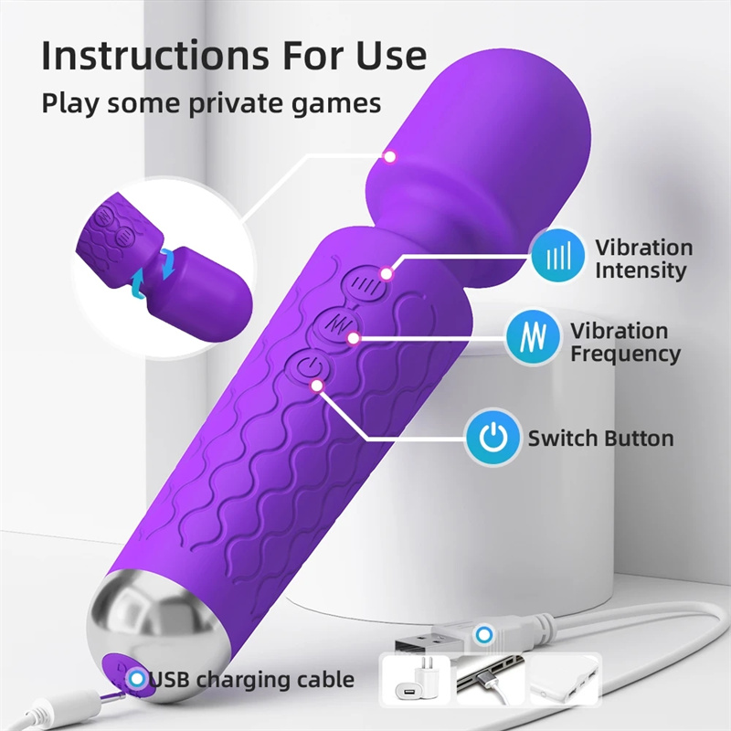Güçlü Oral Klitli Vibratör Masajı Kadınlar için 20 Hızlı AV Magic Wand USB Ücret G Spot Masaj Yetişkin Seks Oyuncakları Kadın