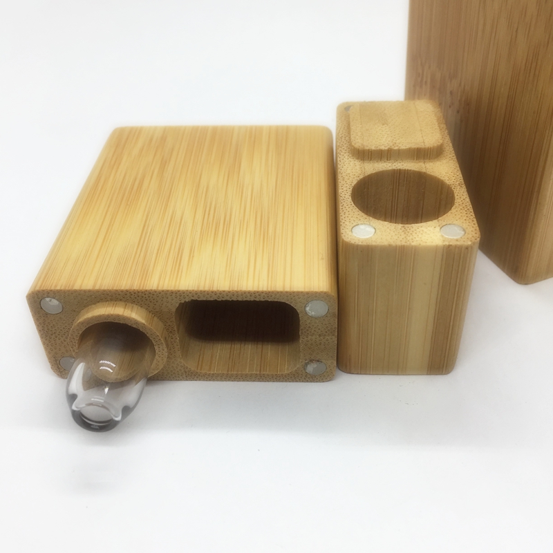 Latest Natural Bamboo Wood Cigarette Dugout Case Portable Dry Herb Tobacco Glass Filter Catcher Taster Bat One Hitter Pipes Storage Wooden Stash Box DHL