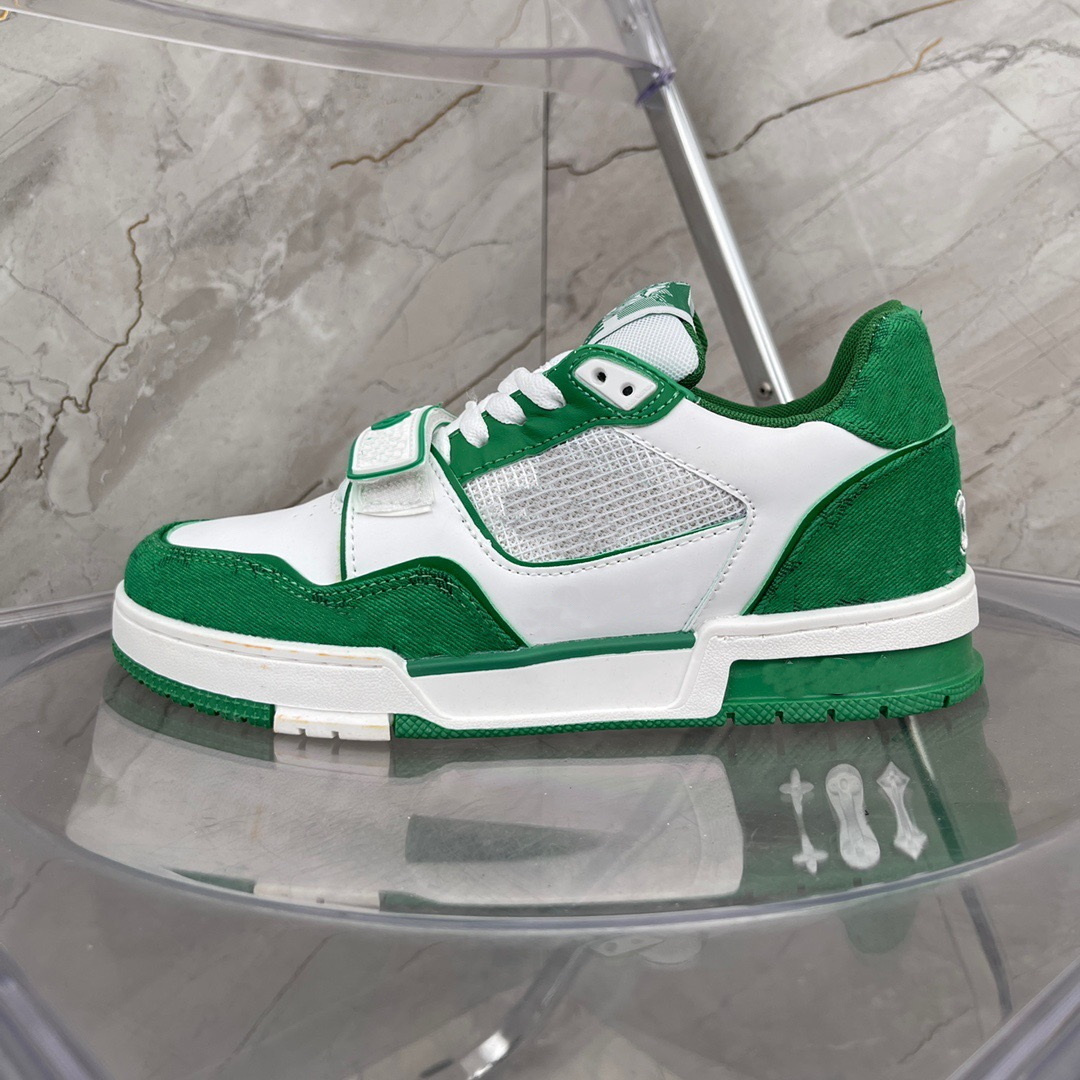 Buy Trainer Sneakers in Green Casual Shoes For Sale 2023 Virgil Street Style Red Blue Letter Overlays Platform US4-US11