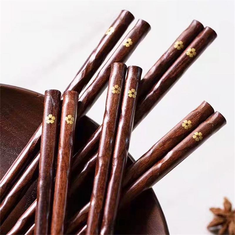 Japanese Pointed Chopsticks Household Wooden Creative Chopsticks High-grade Non-slip Solid Wooden Chopsticks LX5429