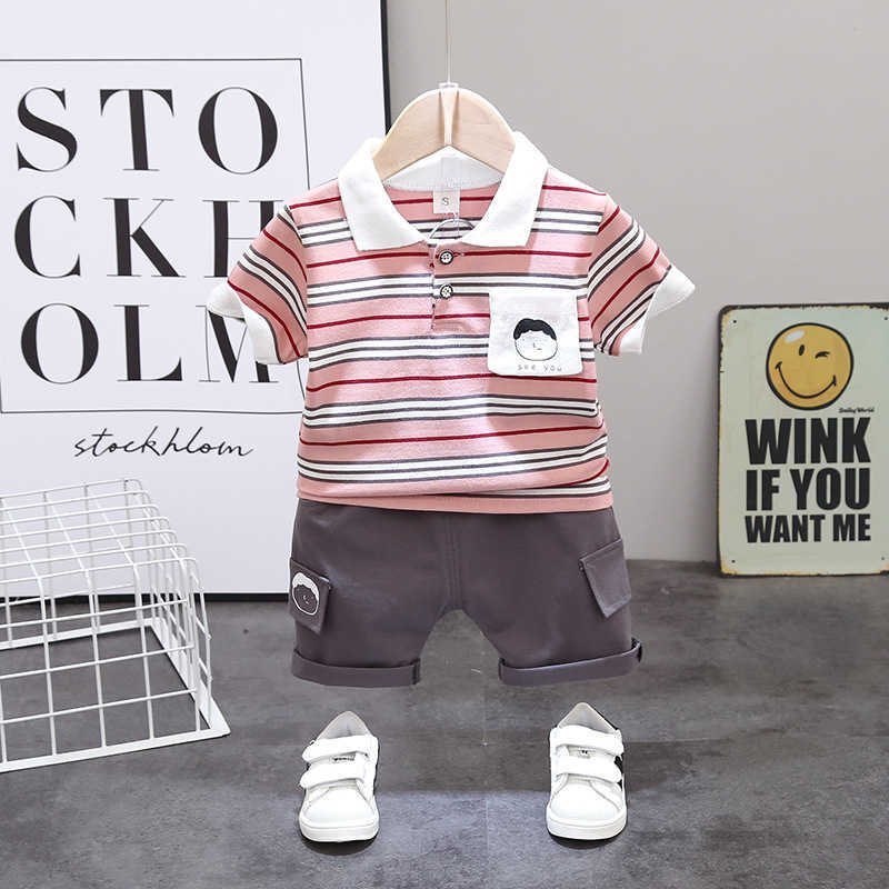 s Boy's Y Summer Children's Set Polo in puro cotone a righe Abbigliamento neonato Abbigliamento bambino