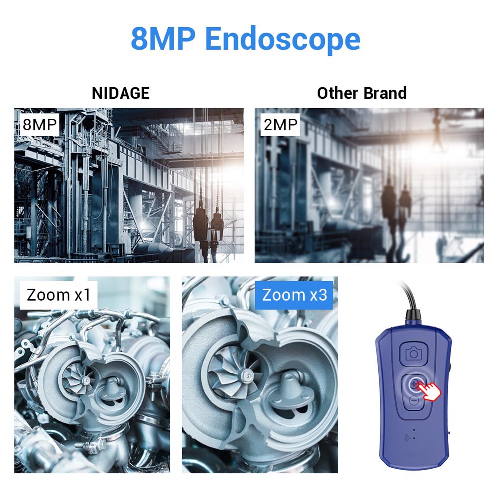 3.5M Cable Length Wireless Endoscope WiFi 8.0MP Ultra-Thin HD Borescope 12 LED Zoomable Snake Inspection Camera with 2200mAh Battery Android & iOS Phone Tablet PQ311