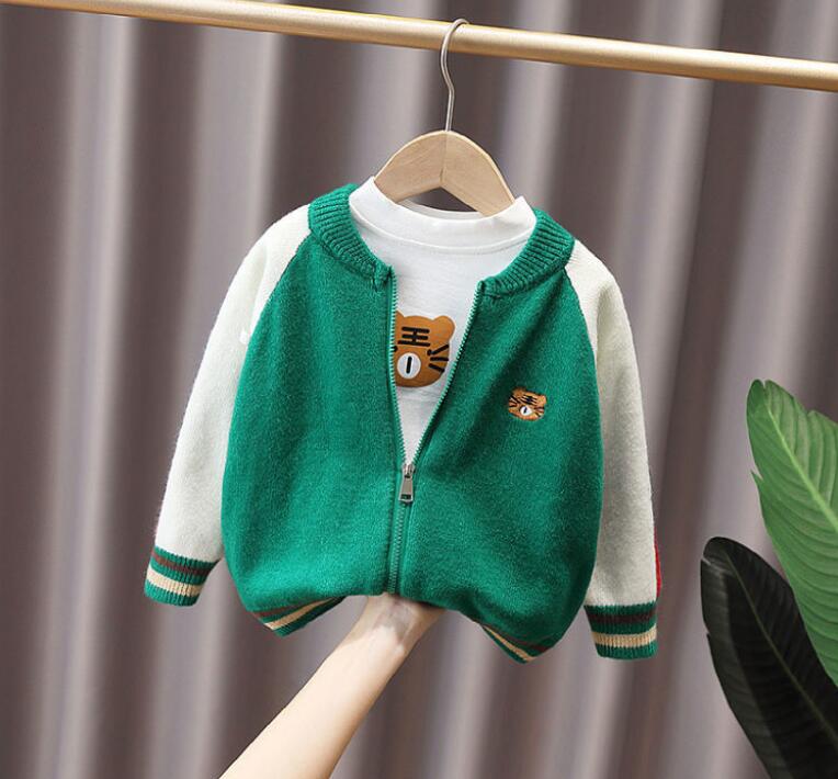 spring kids designer clothes girl boy Sweaters Cardigan tiger heart knitwear zipper Jumper children coat