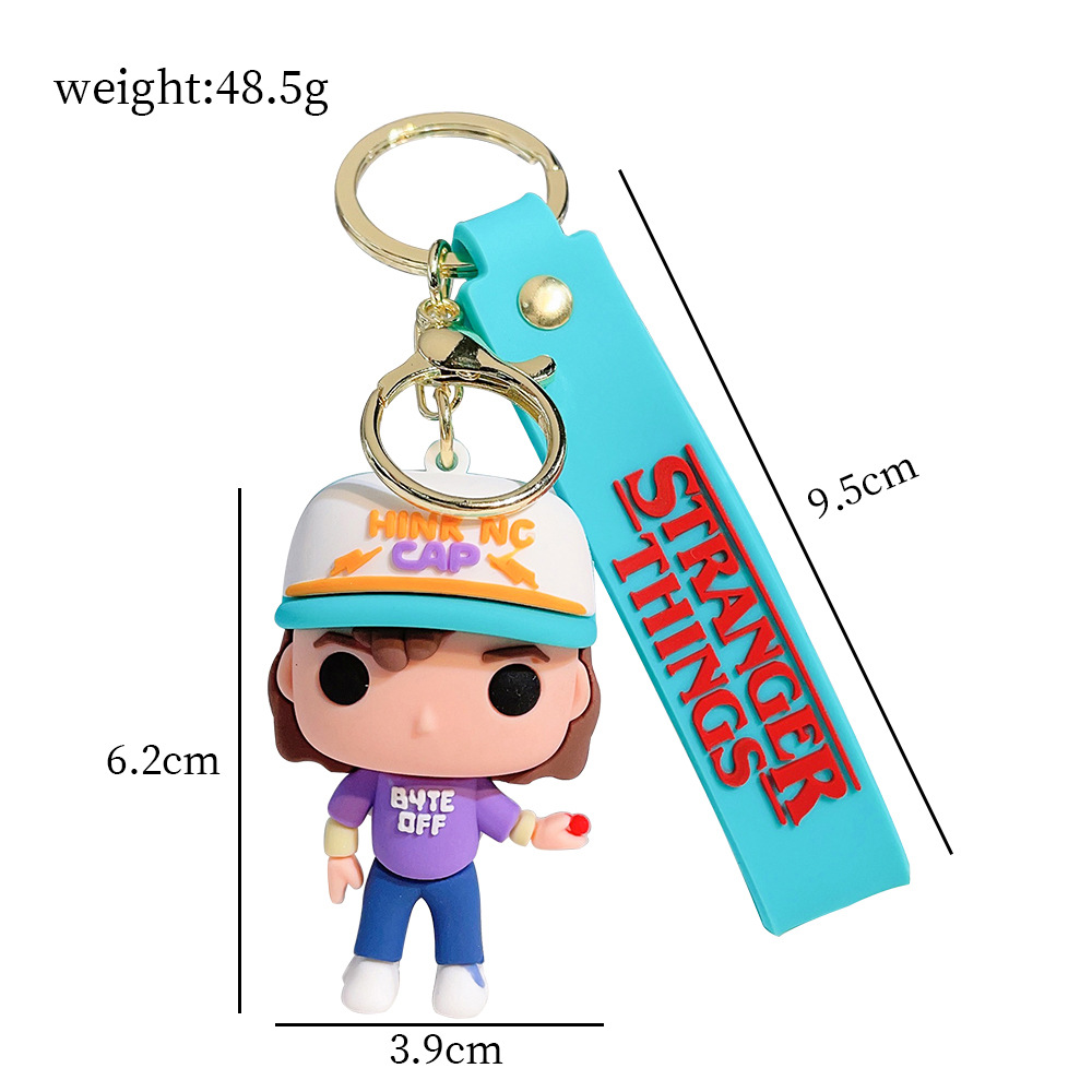 Cute Animation Chomper Flower Eleven Jewelry Key Chain Eddie Munson PVC Key Ring Accessories