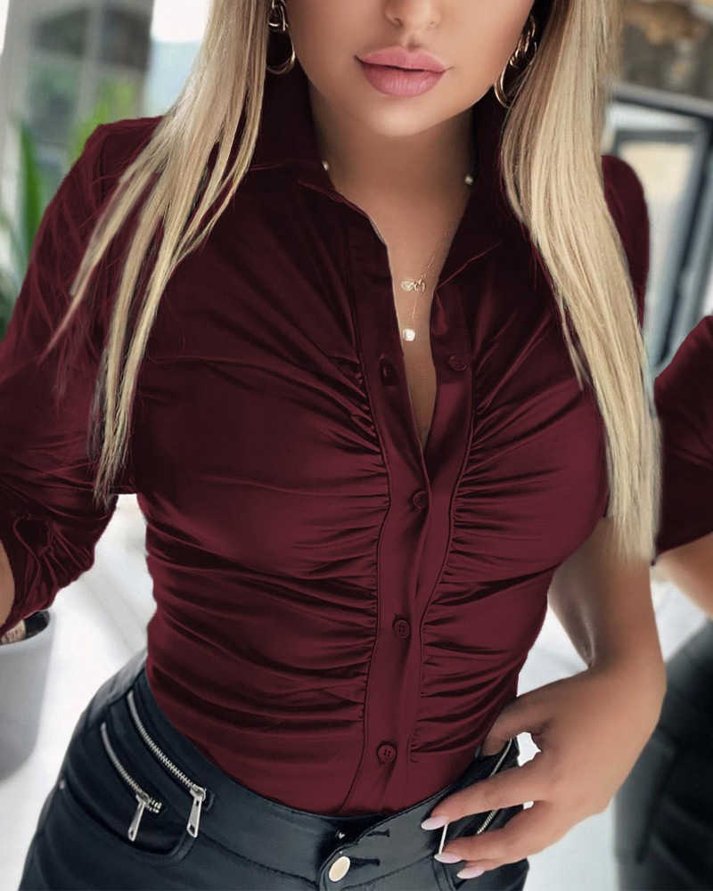 2023 Abbigliamento firmato da donna Camicia con stampa Top sexy Manica a tre quarti Nuove camicie slim monopetto Plus Size 3xl