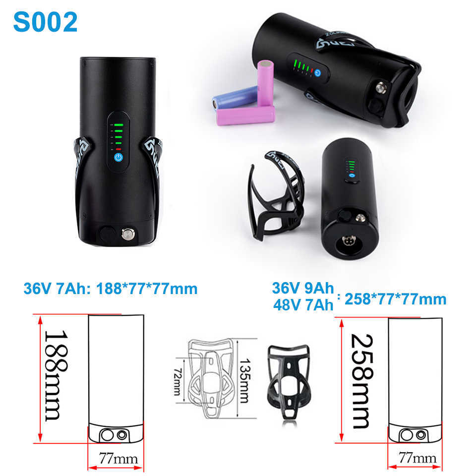 Mini Bottle Ebike Battery 36V 10.5AH 9AH 48V 7AH 18650 SANYO LI-ION PELLEC BATTERY FÖR BAFANG 500W BBS01 350W TSDZ2 250W MOTOR