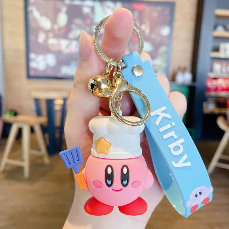 Dessin animé jouets Star Kirby Anime Figures porte-clés Kawaii rose Kirby modèle pendentif mignon enfants sac porte-clés cadeau d'anniversaire pour les enfants