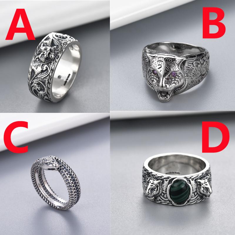Top luxe designer ring dominante tijger hoofd ring 925 verzilverd materiaal ringen mode-sieraden 279K