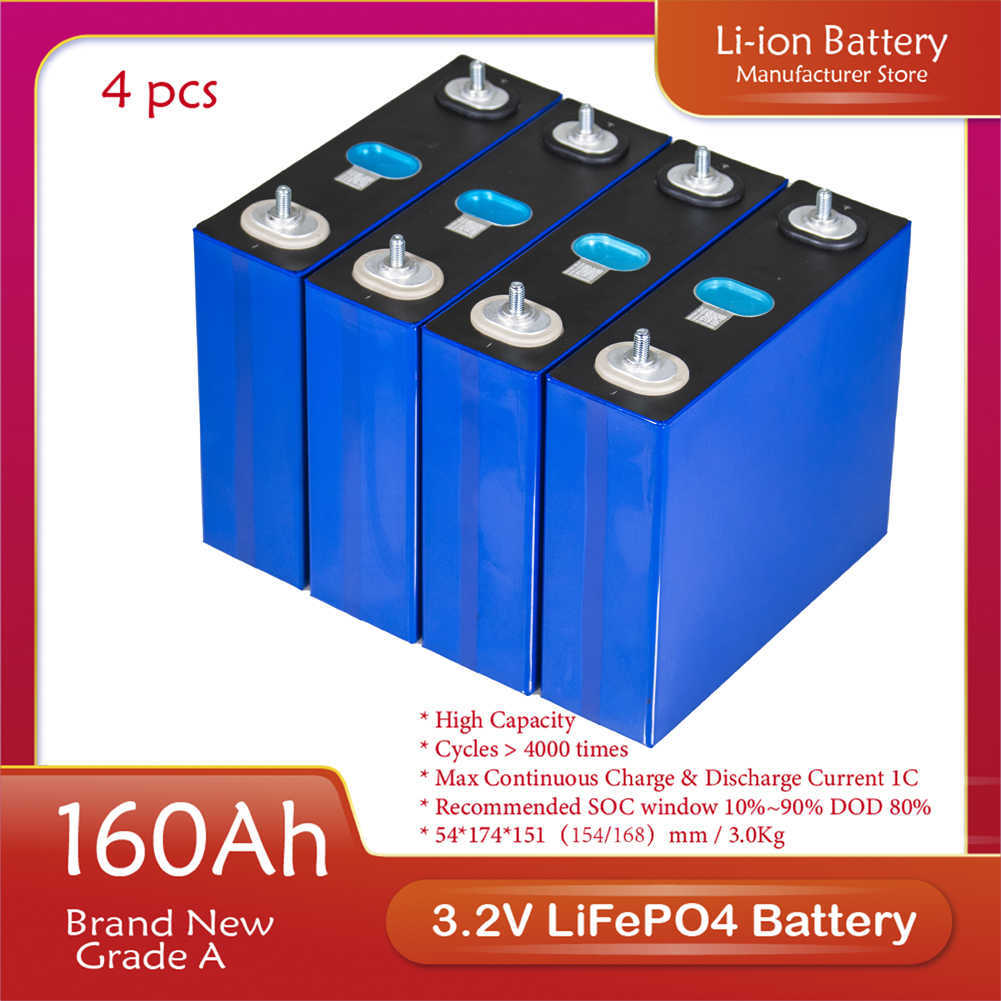 3.2V 160AH 150AH LIFEPO4 Batteri 1C Super Grade A DIY 12V 24V 48V Uppladdningsbart batteri för RV -sollagringssystem