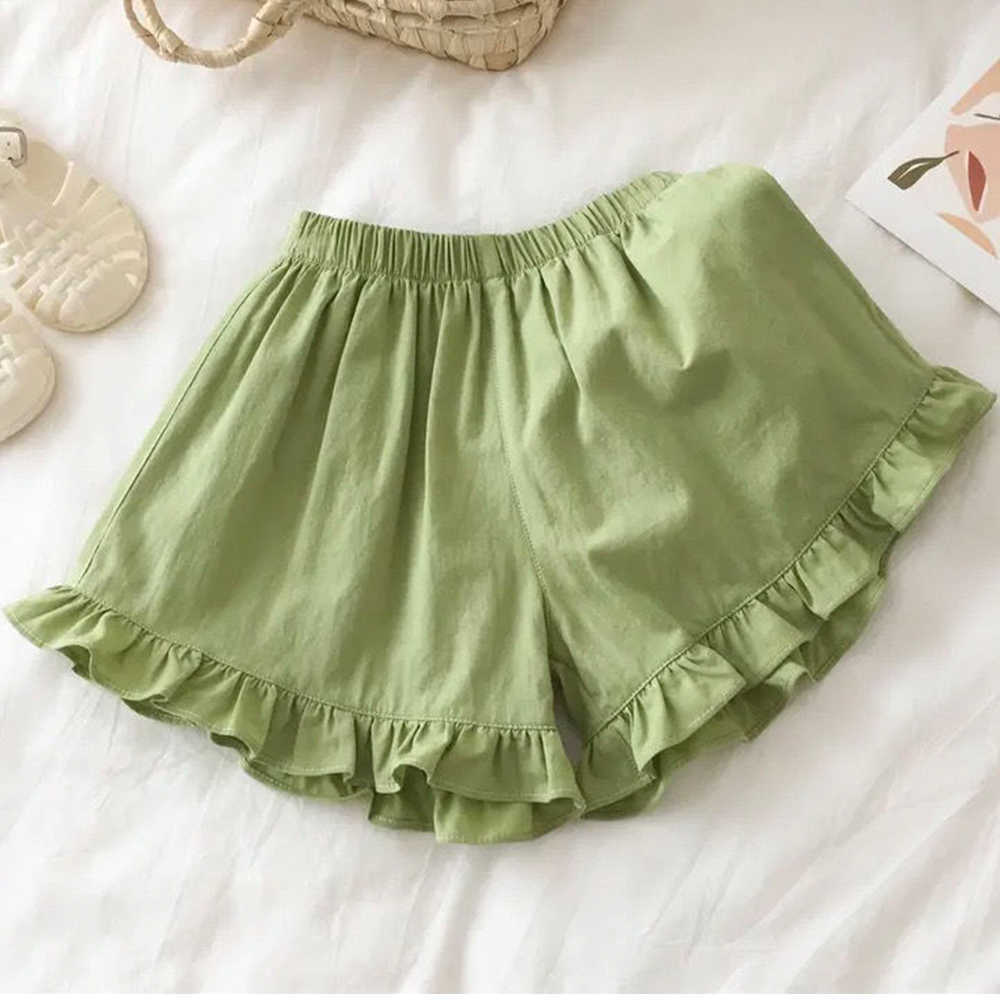 Kläder sommar ärmlösa gröna blommiga flickor set nya floarl tryckta toppar ruffle shorts datorer casual barn kläder barn set