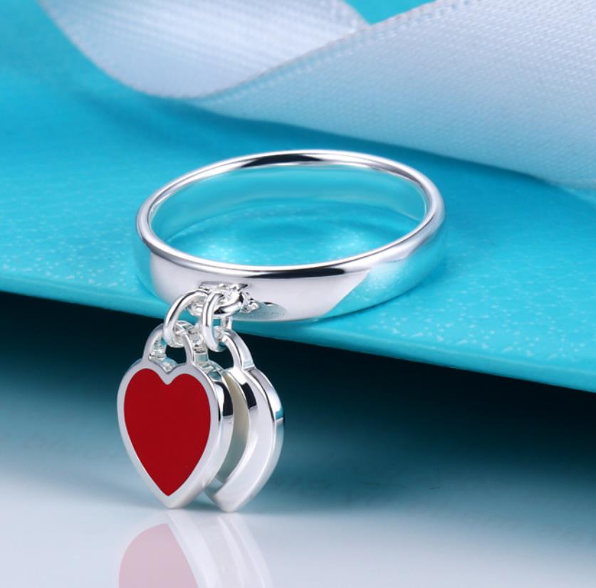 Titane Acier Argent Amour Anneau De Luxe Hommes Et Femmes Bleu Rouge Rose Anneau Designer Couple Bijoux Cadeau