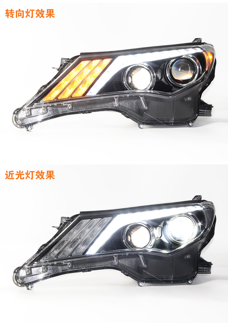 المصابيح الأمامية للسيارات لـ RAV4 20 13-20 16 ترقية المصباح الأمامي LED DRL XENON BICOFAL LENS TEARS مصباح تصميم العين