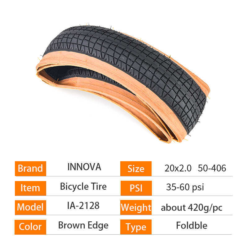 S Innova 20 inch 20x2.0 20x1.75 50-406 Retro bruine rand vouwfietsband Big Apple voor P8 fietsgedeelte IA-2128 0213