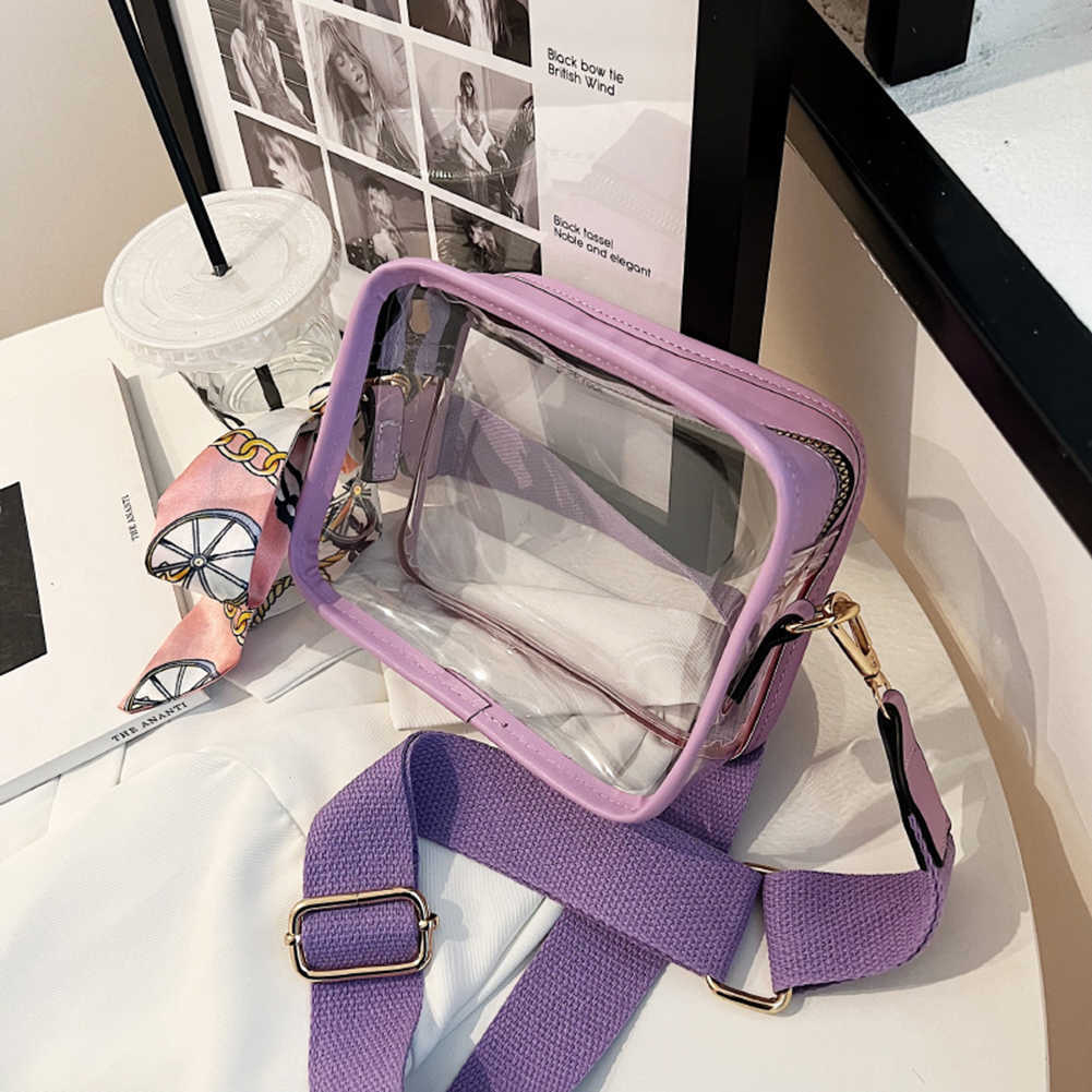 Totes PVC Clear Crossbody Bags For Women Stadium Approved Transparent Shoulder Handbag Small Jelly Bags Phone Bag Female Wallet Purse 0214V23