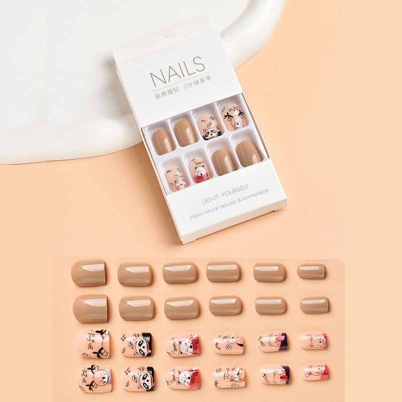 box False Nails Полный крышка UV Гель блеск короткие ложные ногтя искусственные советы для украшенного дизайнерского пресса на гвоздях Art Fake Exte5055185