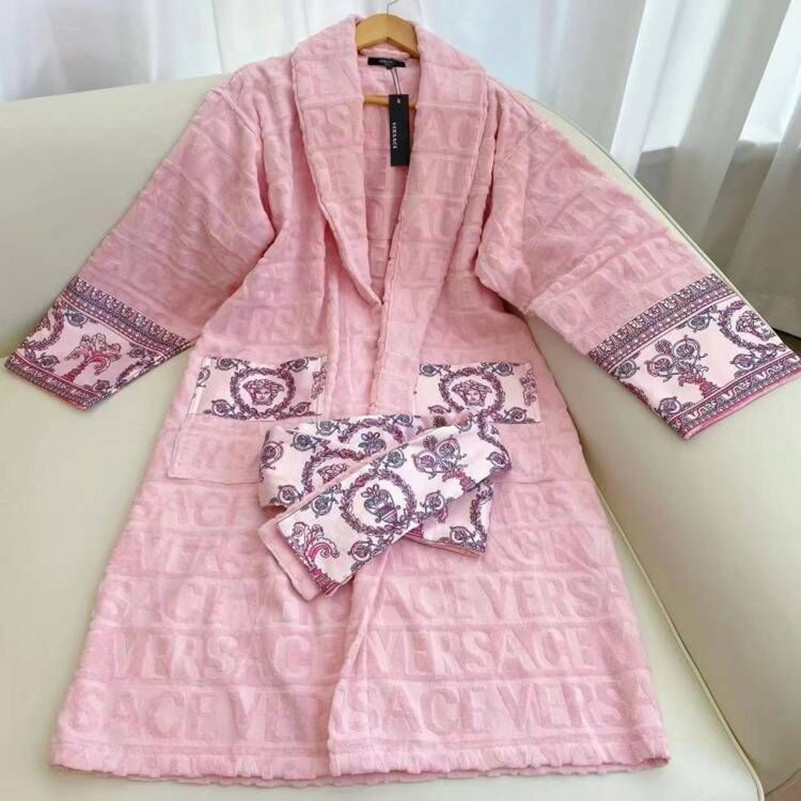 NEW Designer robes brand nightgown Women and men sleepwear Fall winter home wear Casual Unisex night-robe with belts Long Sleeve Loose Pajama nightdress DHL 7000-5