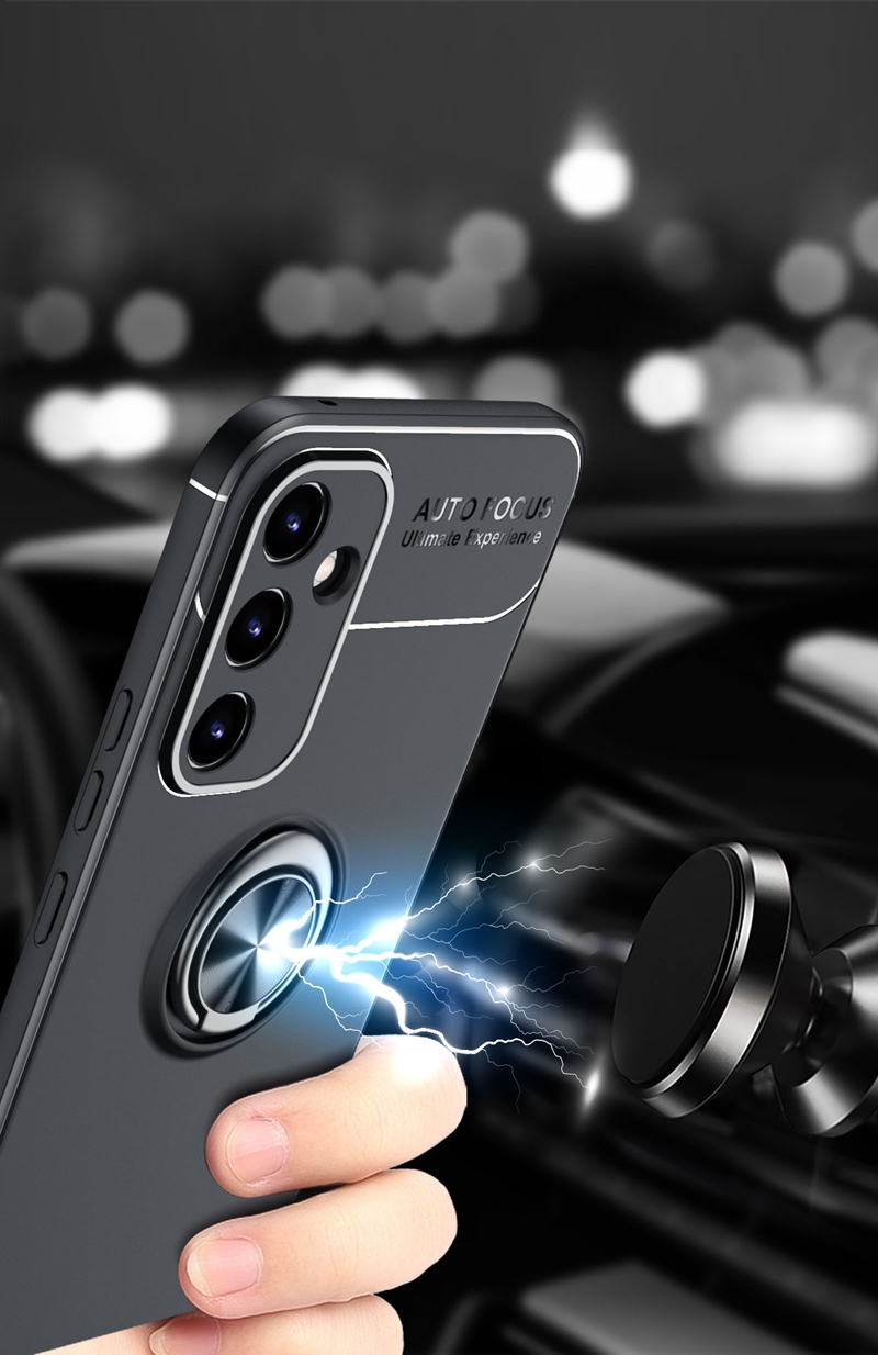 360 Metal Finger Ring Bracket Car Holder Cases For Samsung S23 Ultra Plus A34 A54 A14 5G Galaxy A04 A04E Xiaomi 13 Pro Mi 12 Lite 12T Soft TPU Gel Phone Back Cover Skin