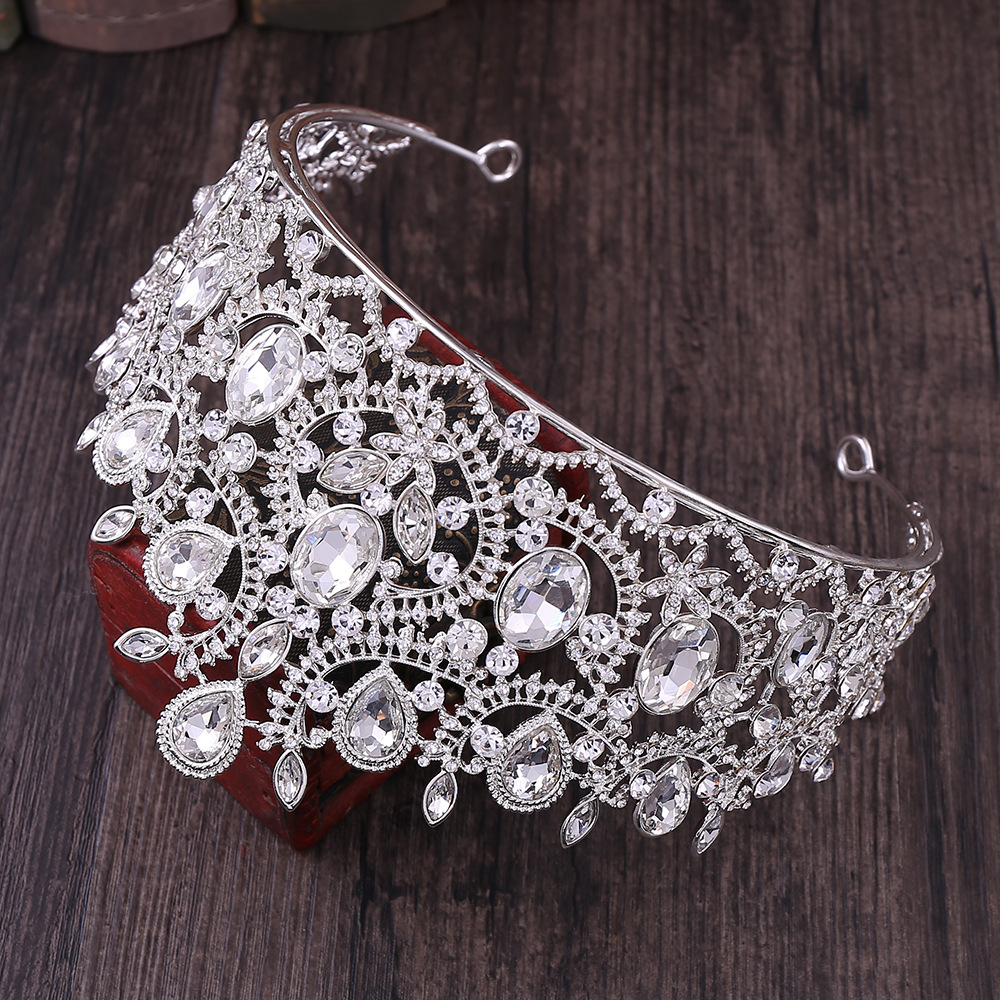 Headpieces Trendy Wedding Bridal Crystal Rhinestone Silver Queen Headbands Tiara Headpiece Princess Hair Accessories Party Jewelry