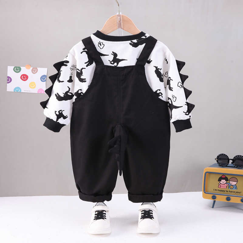 Ensembles LZH vêtements nouveau bébé garçons automne Costume enfants vêtements année dessin animé haut salopette deux pièces ensemble pour enfants Costume