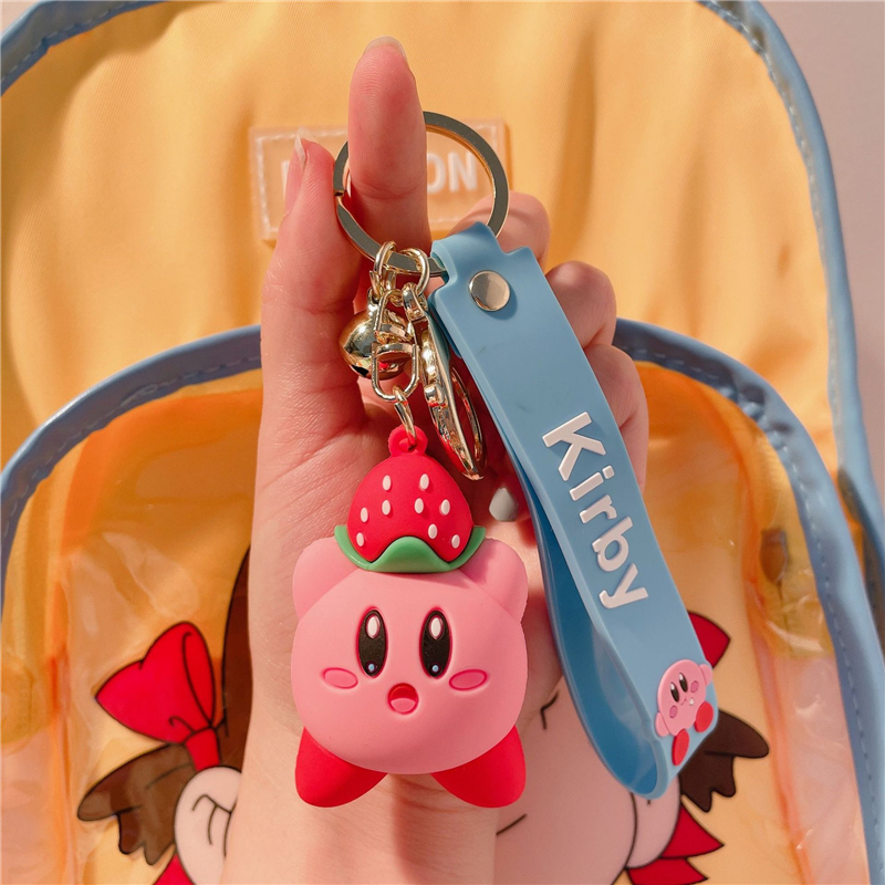 Tecknad leksaker Star Kirby Anime Figurer Nyckelring Kawaii Rosa Kirby modellhänge Söt barnväska Nyckelring Födelsedagspresent till barn