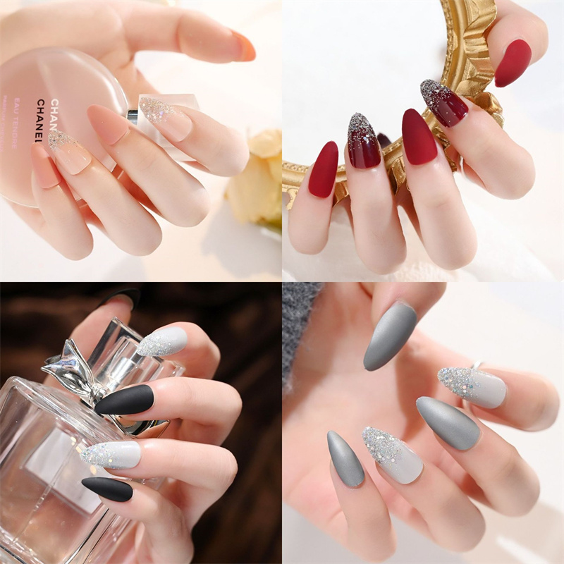 24st False Nails Press On Full Cover L￶stagbara f￤rdiga naglar Fairy Premium Series Beauty Tools