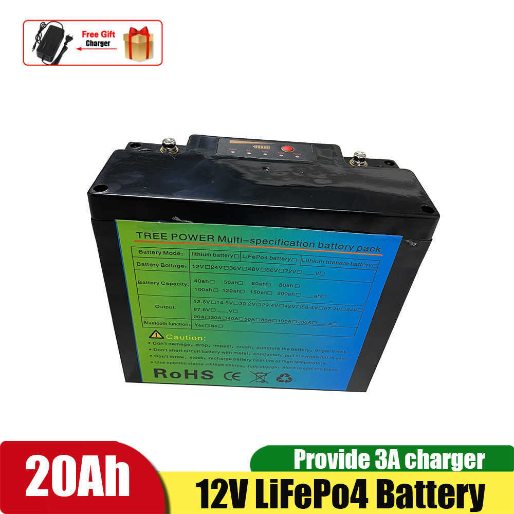 Litiumbatteri 12V 20AH LIFEPO4 Batteri litiumli jon laddningsbart batteri för elektrisk skotermotorcykel