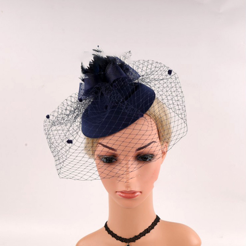 Hoofddeksels Zwart Retro Tule Kerk Bruiloft Bruidshoed Sluier Fascinators Vrouwen Prom Avond Formele Hoed Cap