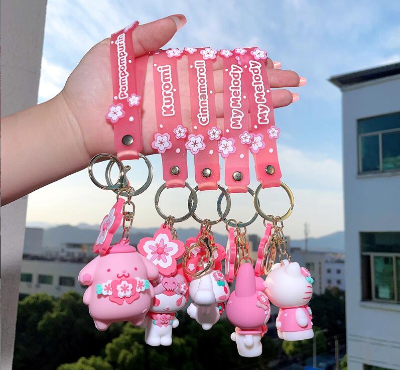 Simpatica animazione Kuromi Anrio Jewelry KeyChain Rosa Bellissimo portachiavi in PVC Accessori1371539