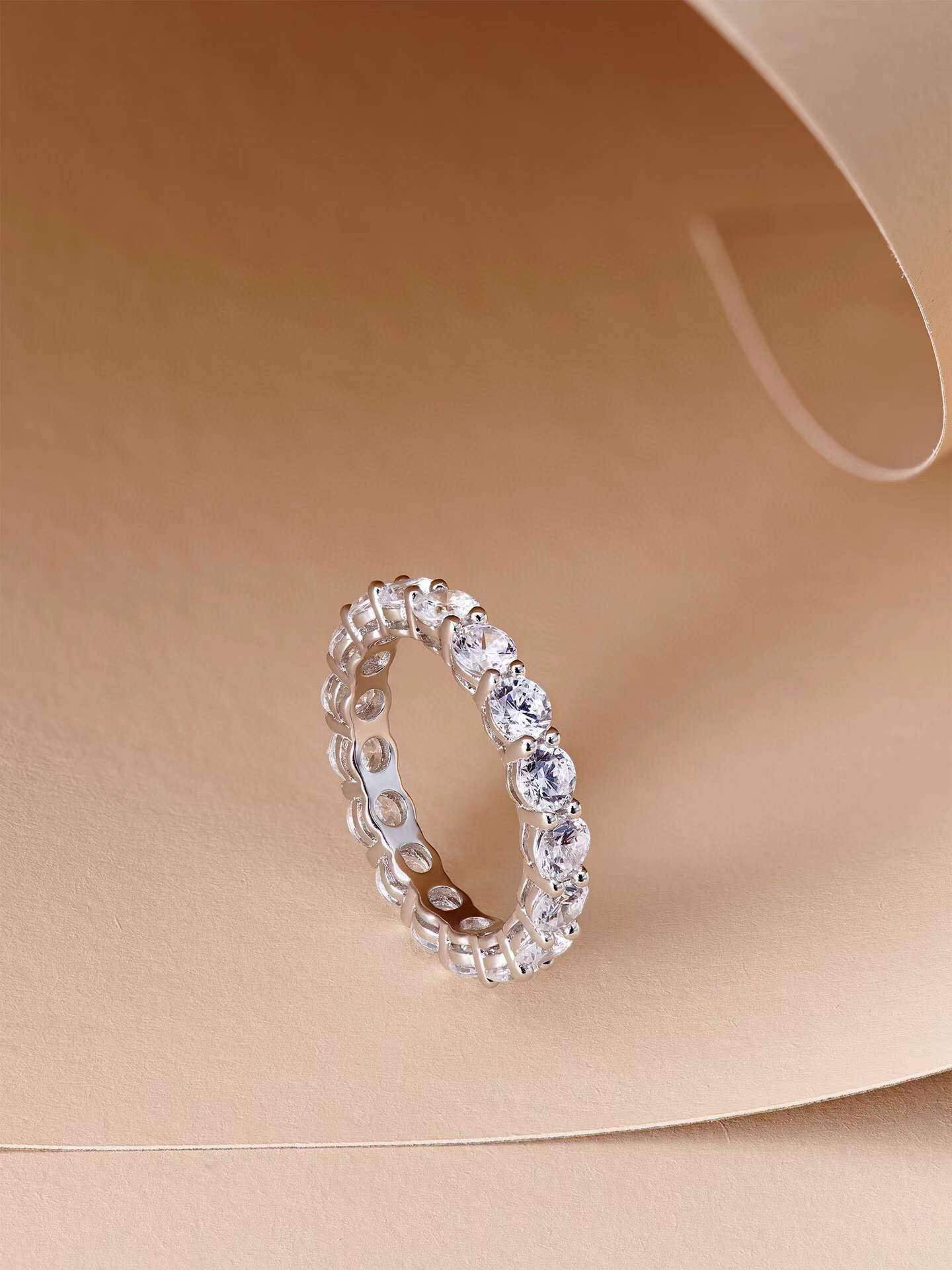 Vrouwen 925 Sterling Zilver Ronde Moissanite Ring Bruiloft Witte Kubieke Zirconia Crystal Stone Ring Engagement Bands Sieraden