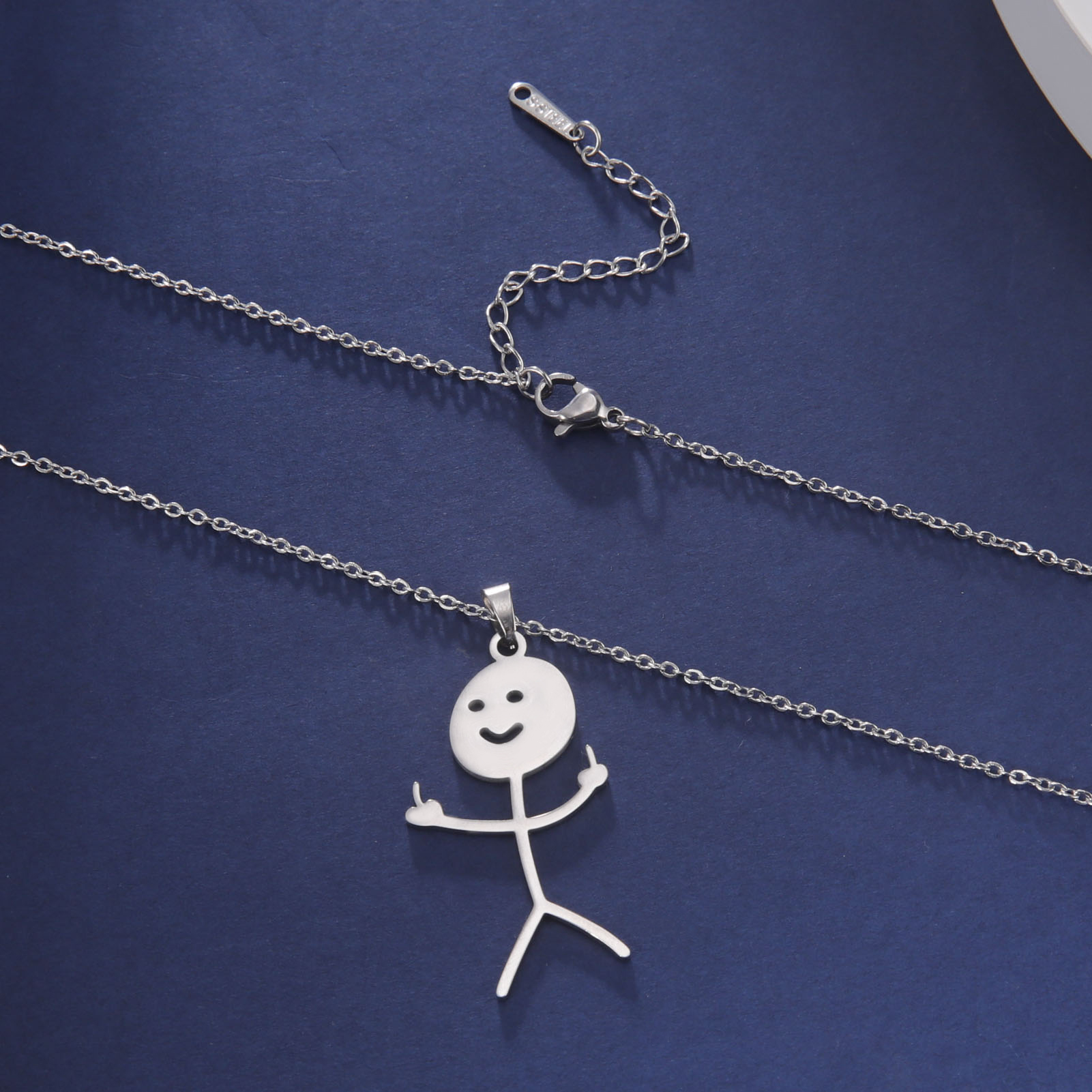 Key Rings Dreamtimes Fashion Hip Hop Fxck You Funny Doodle Pendant Necklace For Man Woman Stickman Middle Finger Rock Punk Neckl