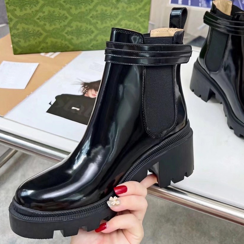 Novo designer de couro e botas de luxo femininas cano baixo biker plataforma salto alto tênis de inverno tamanho 35-42