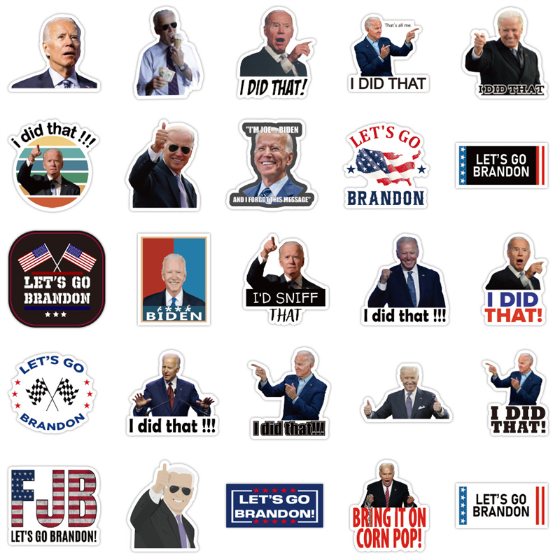 50 Adet FJB Amerikan Bayrağı Let's Go Brandon Biden Komik Sticker-Ben Bunu Yaptım Graffiti Çocuk Oyuncak Kaykay araba Motosiklet Bisiklet Sticker Çıkartmaları Toptan